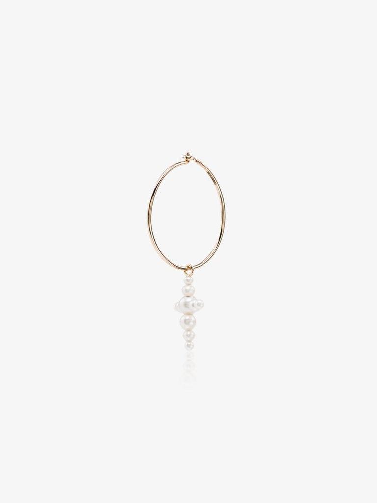 14k Gold Fellini Cross Hoop Earring