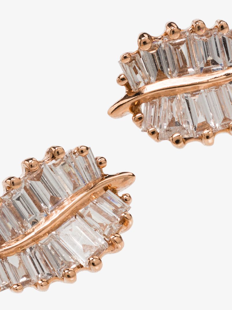 18k Rose Gold Palm Leaf Diamond Earrings