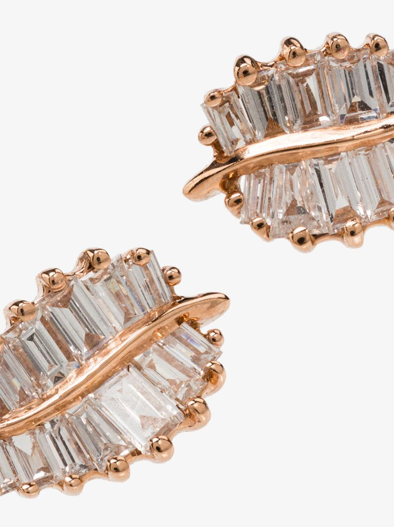 18k Rose Gold Palm Leaf Diamond Earrings