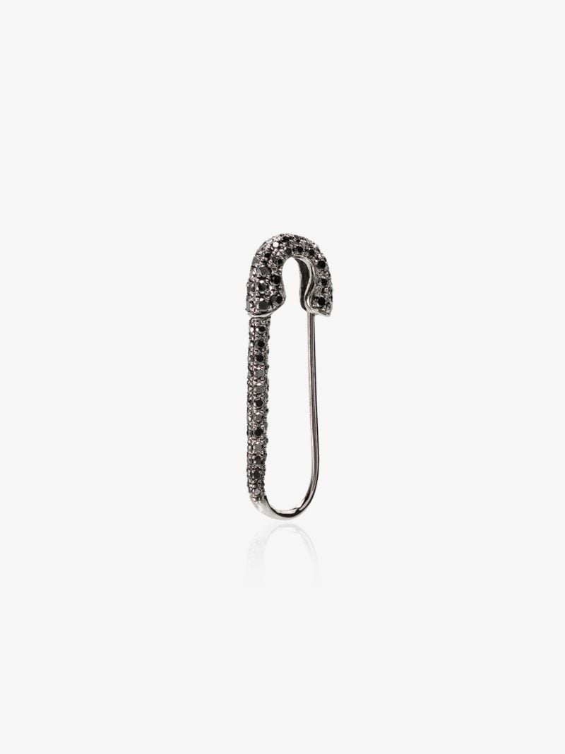 18k Black Gold Diamond Safety-pin Earring