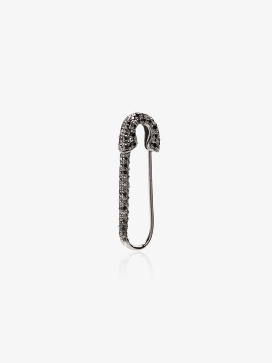 18k Black Gold Diamond Safety-pin Earring