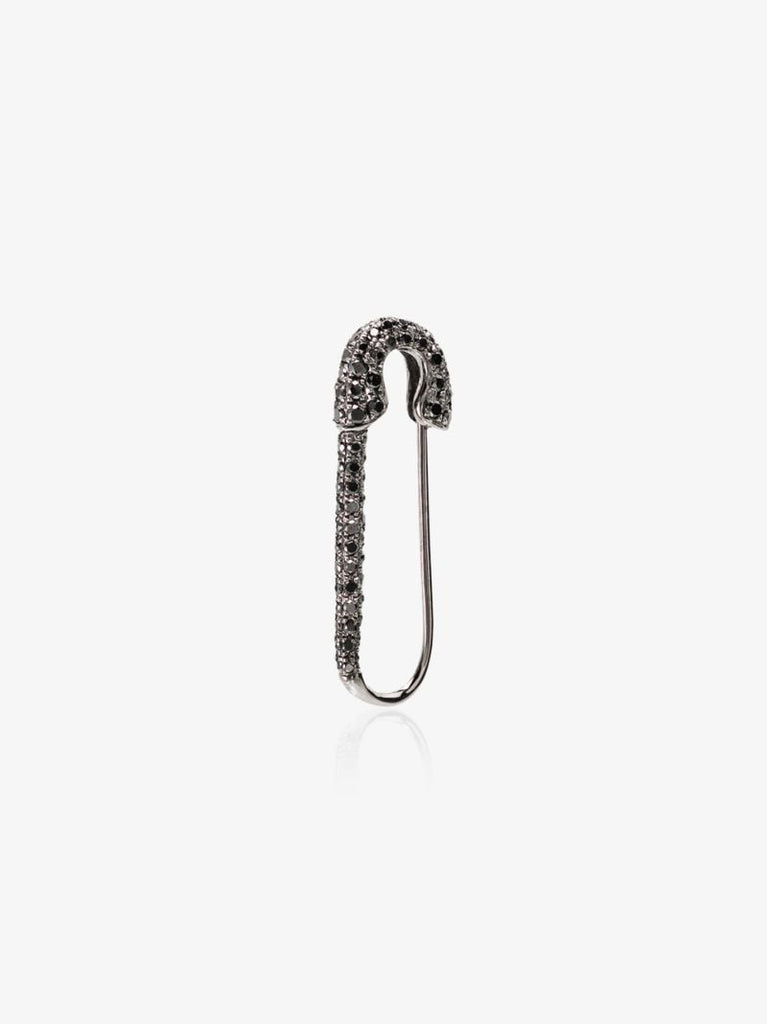 18k Black Gold Diamond Safety-pin Earring