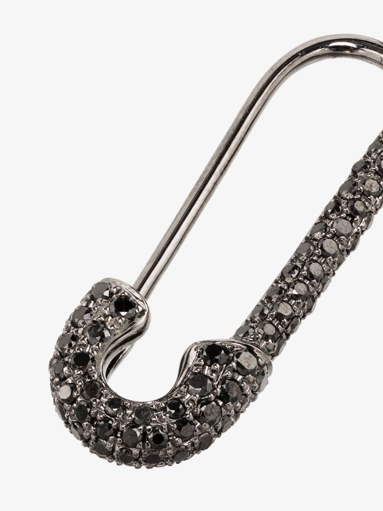 18k Black Gold Diamond Safety-pin Earring