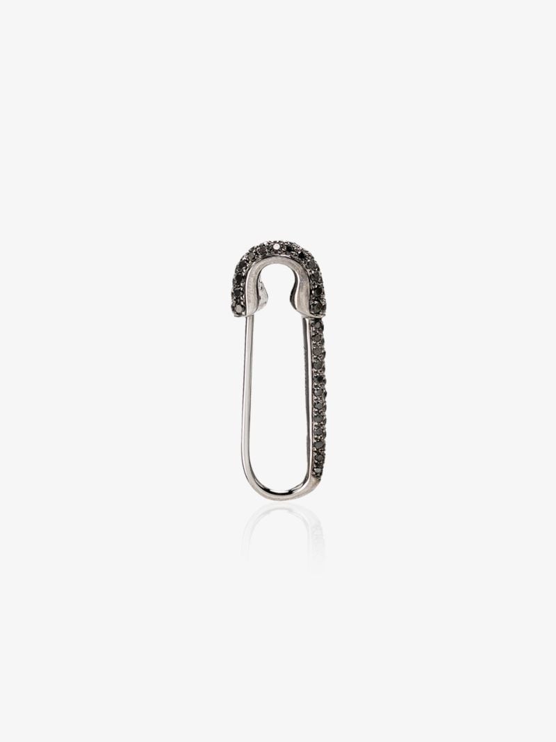 18k Black Gold Diamond Safety-pin Earring