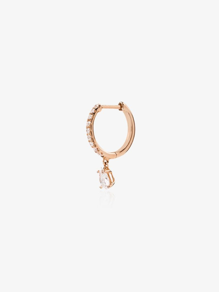 18k Rose Gold Huggie Diamond Hoop Earring