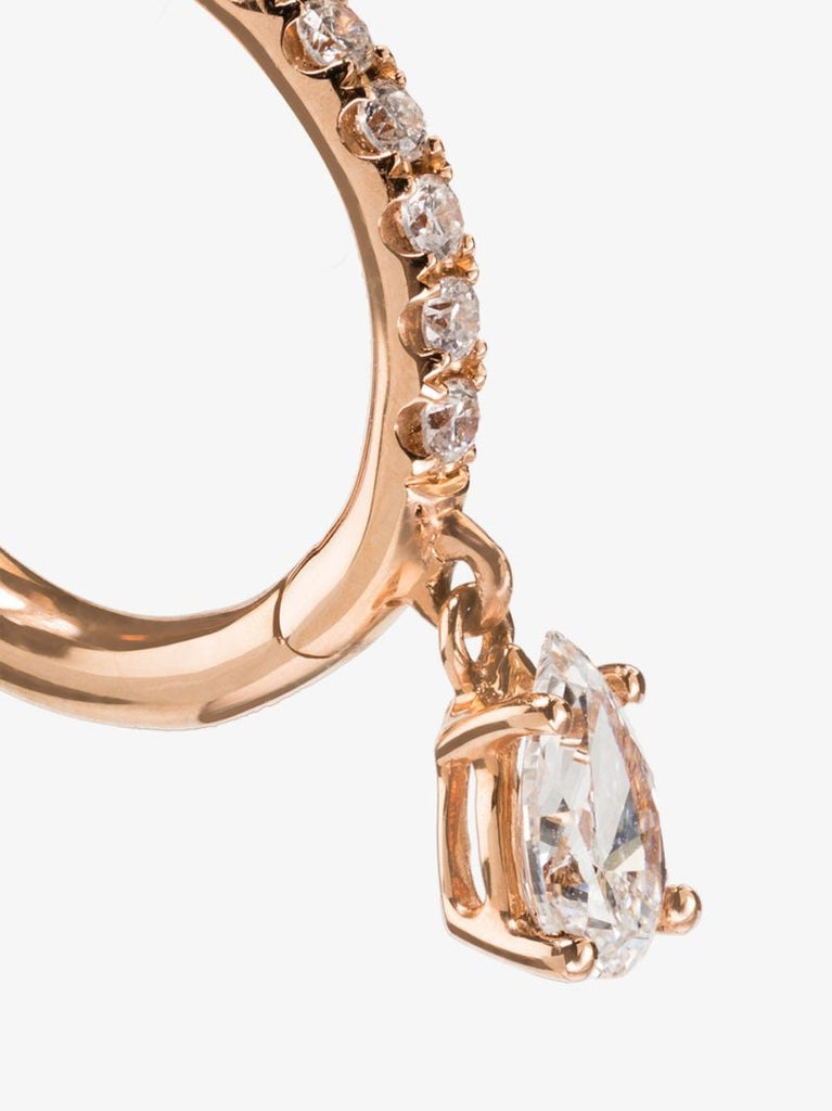 18k Rose Gold Huggie Diamond Hoop Earring