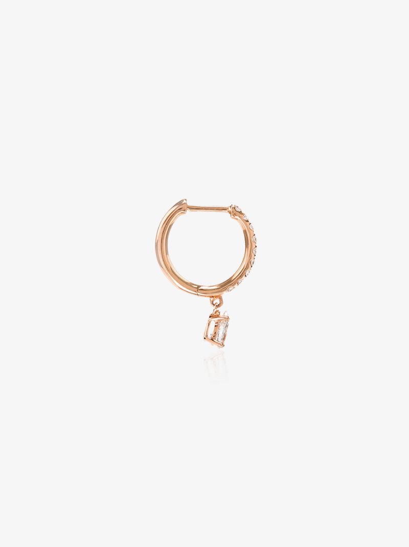 18k Rose Gold Huggie Diamond Hoop Earring