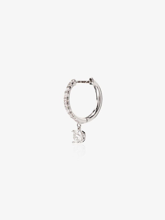 18k White Gold Huggie Diamond Hoop Earring