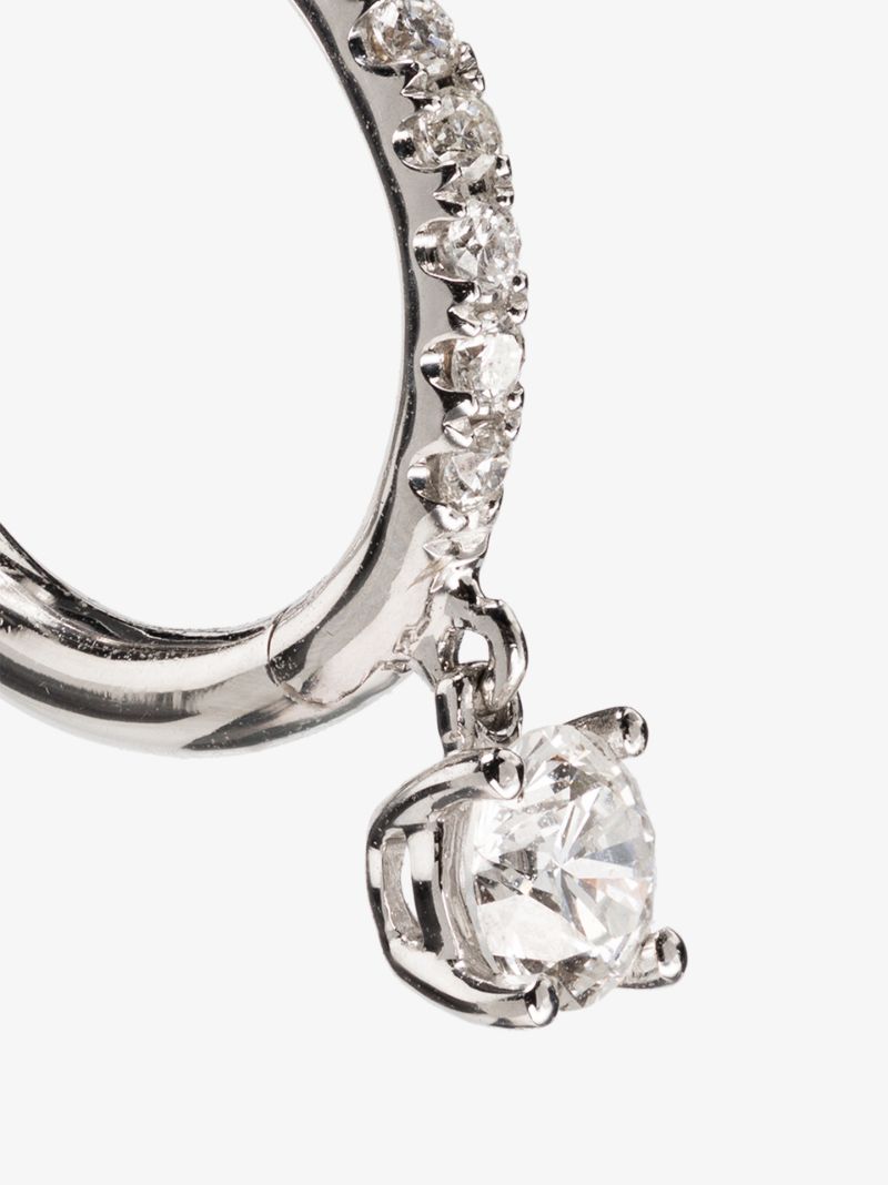 18k White Gold Huggie Diamond Hoop Earring