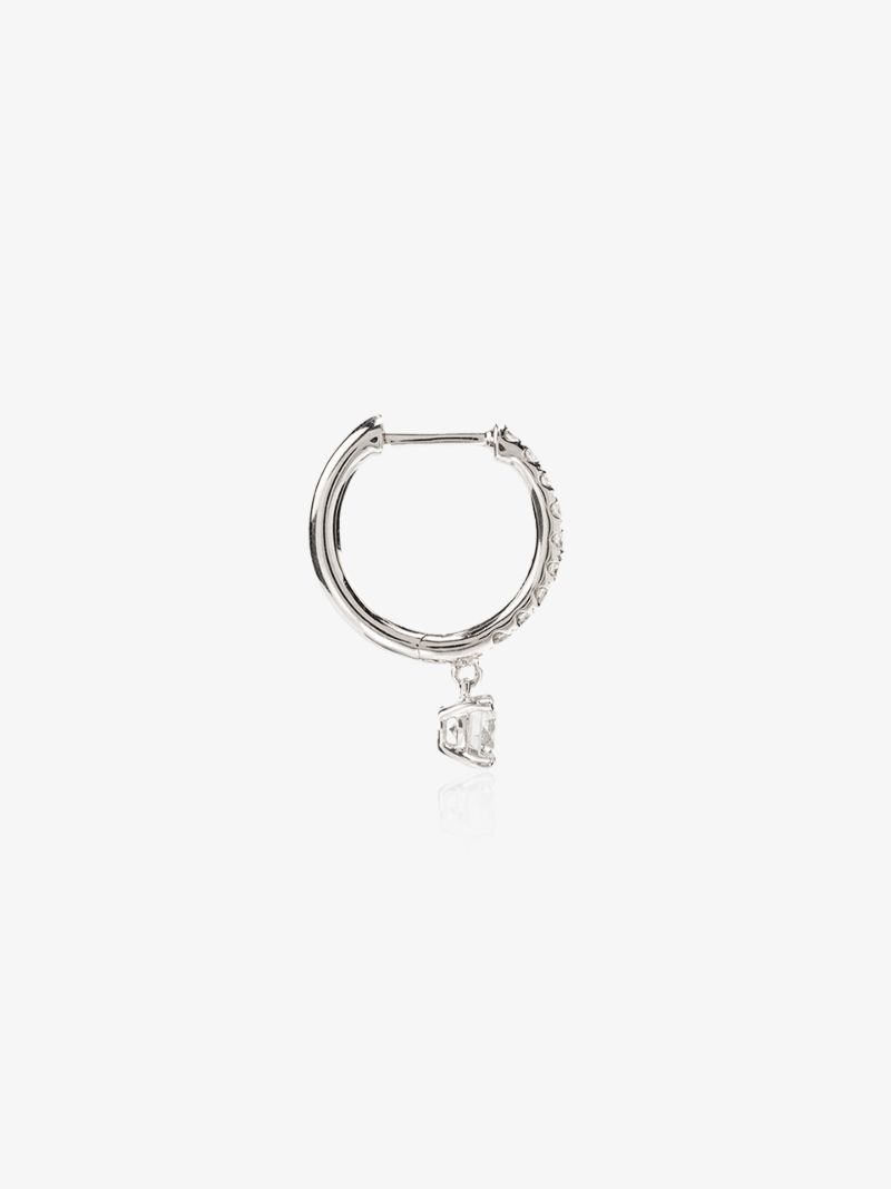 18k White Gold Huggie Diamond Hoop Earring