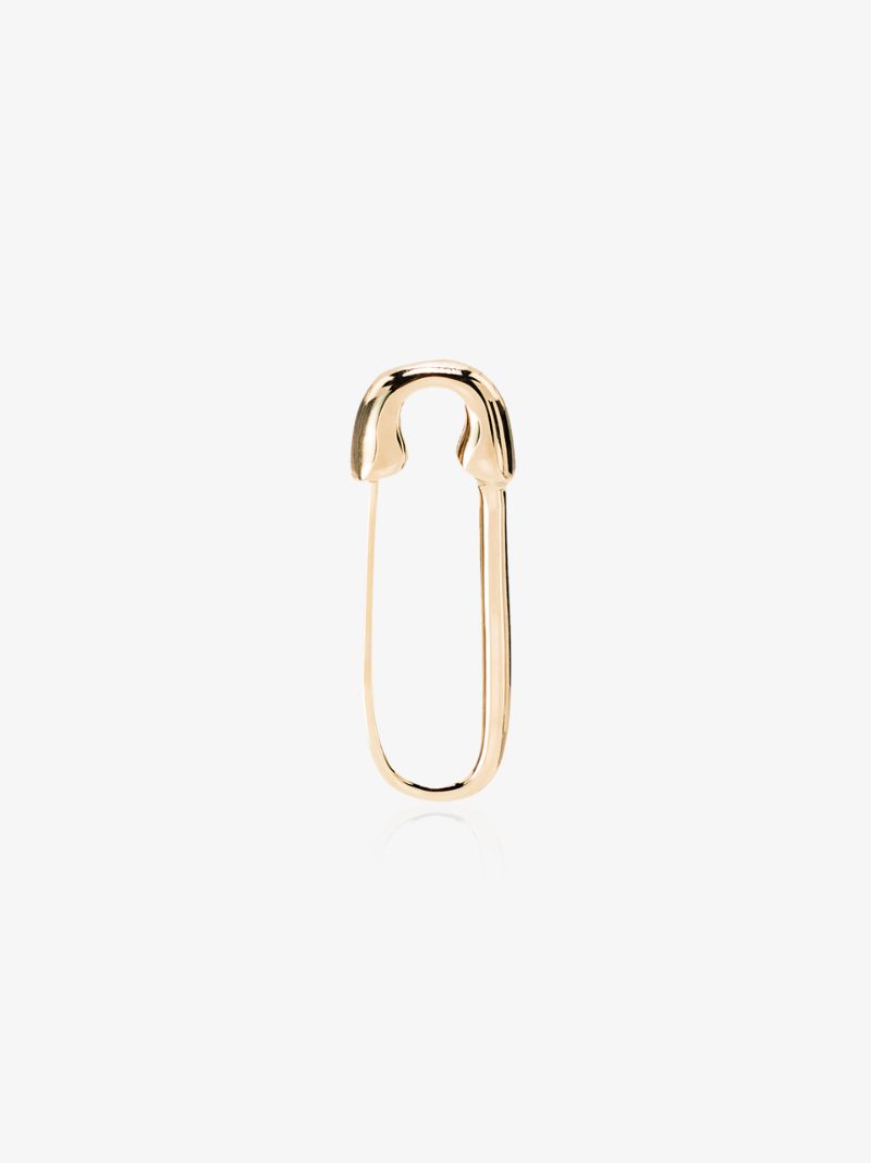 18k Yellow Gold Safety Pin Earring