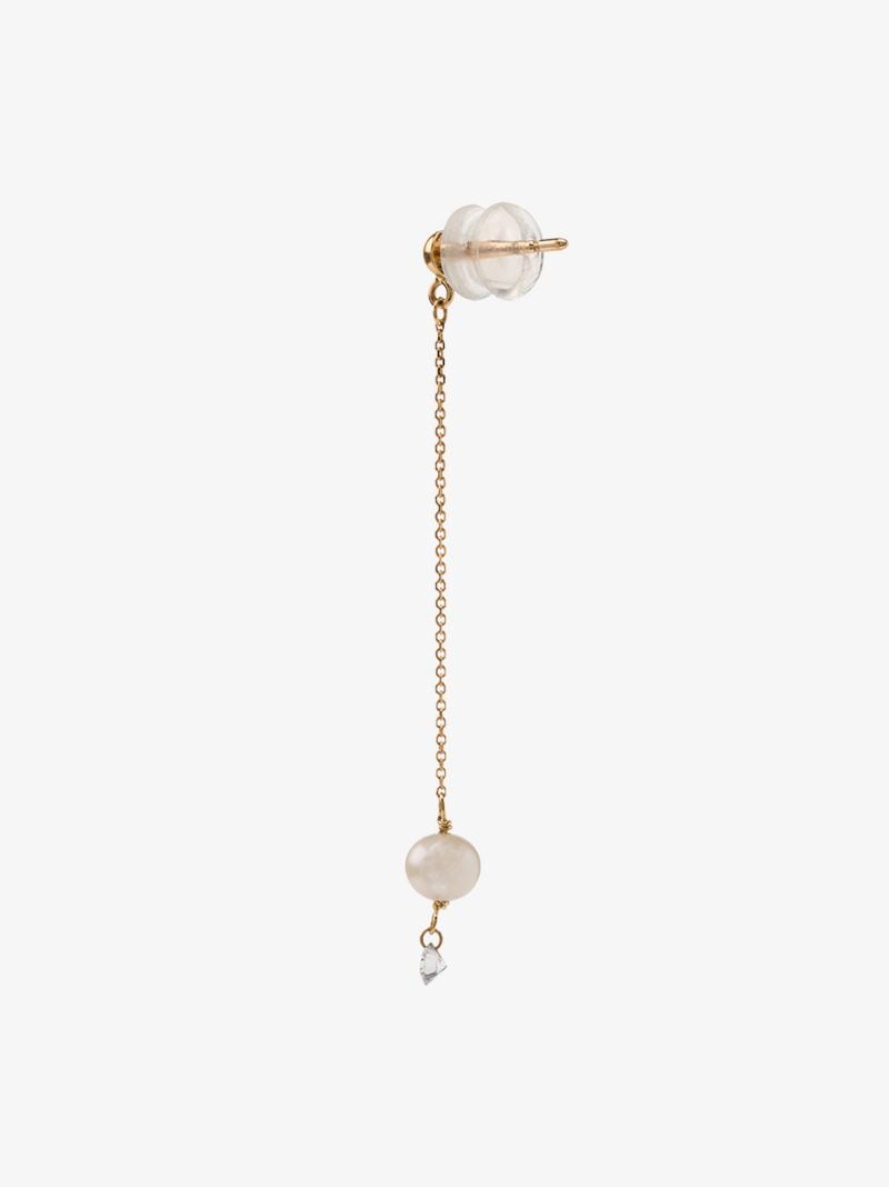 18k Yellow Gold Diamond and Pearl Drop Earrings