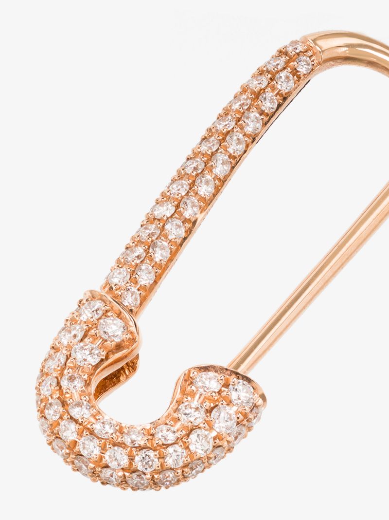 18k Rose Gold Diamond Safety Pin Earring