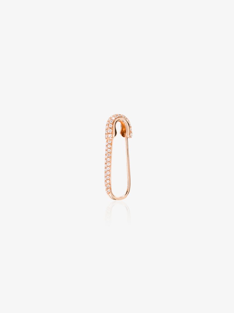 18k Rose Gold Diamond Safety Pin Earring