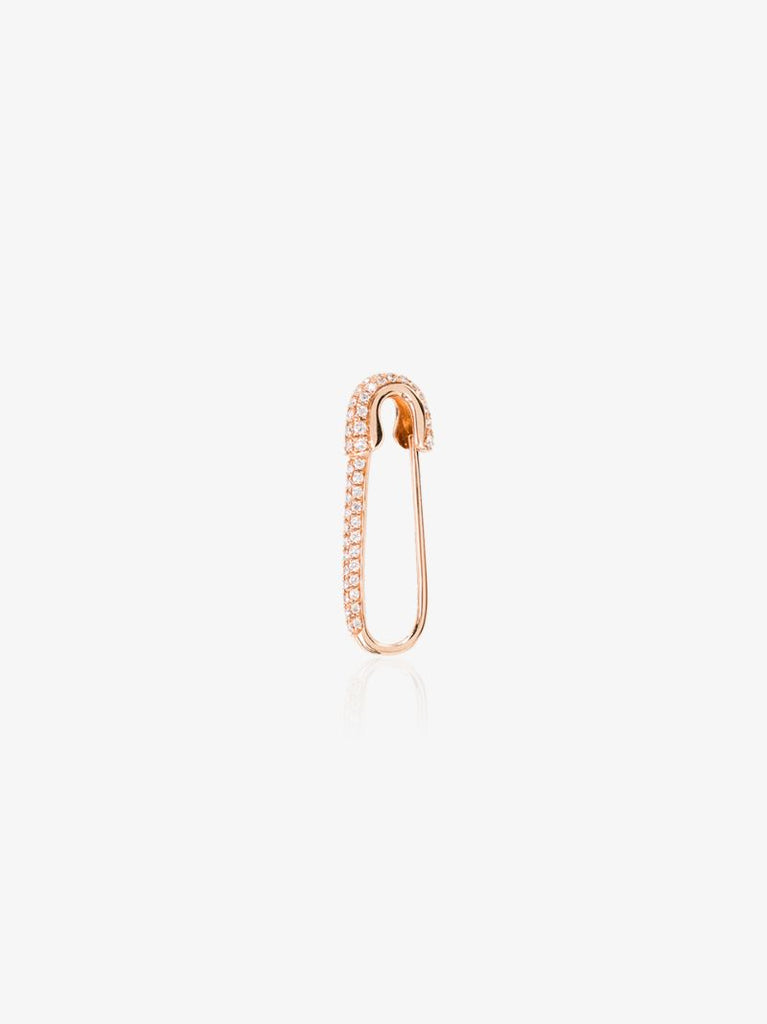 18k Rose Gold Diamond Safety Pin Earring