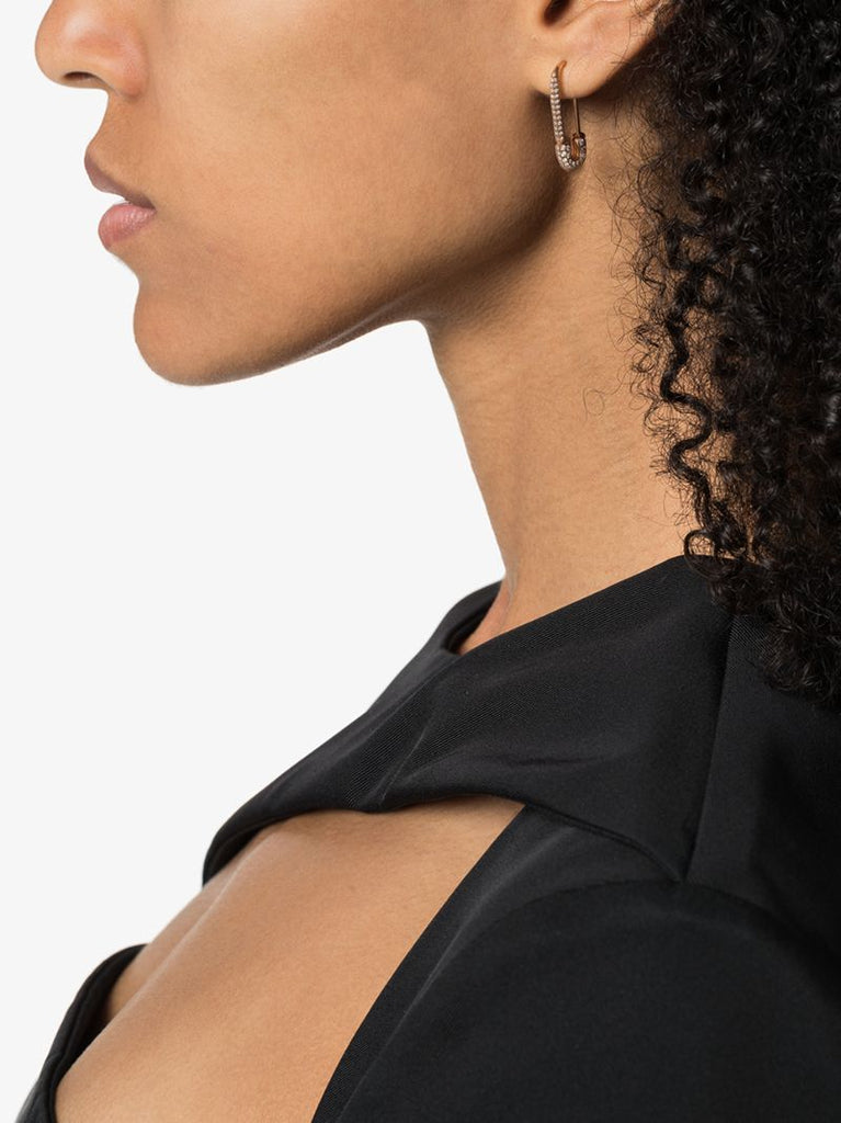 18k Rose Gold Diamond Safety Pin Earring