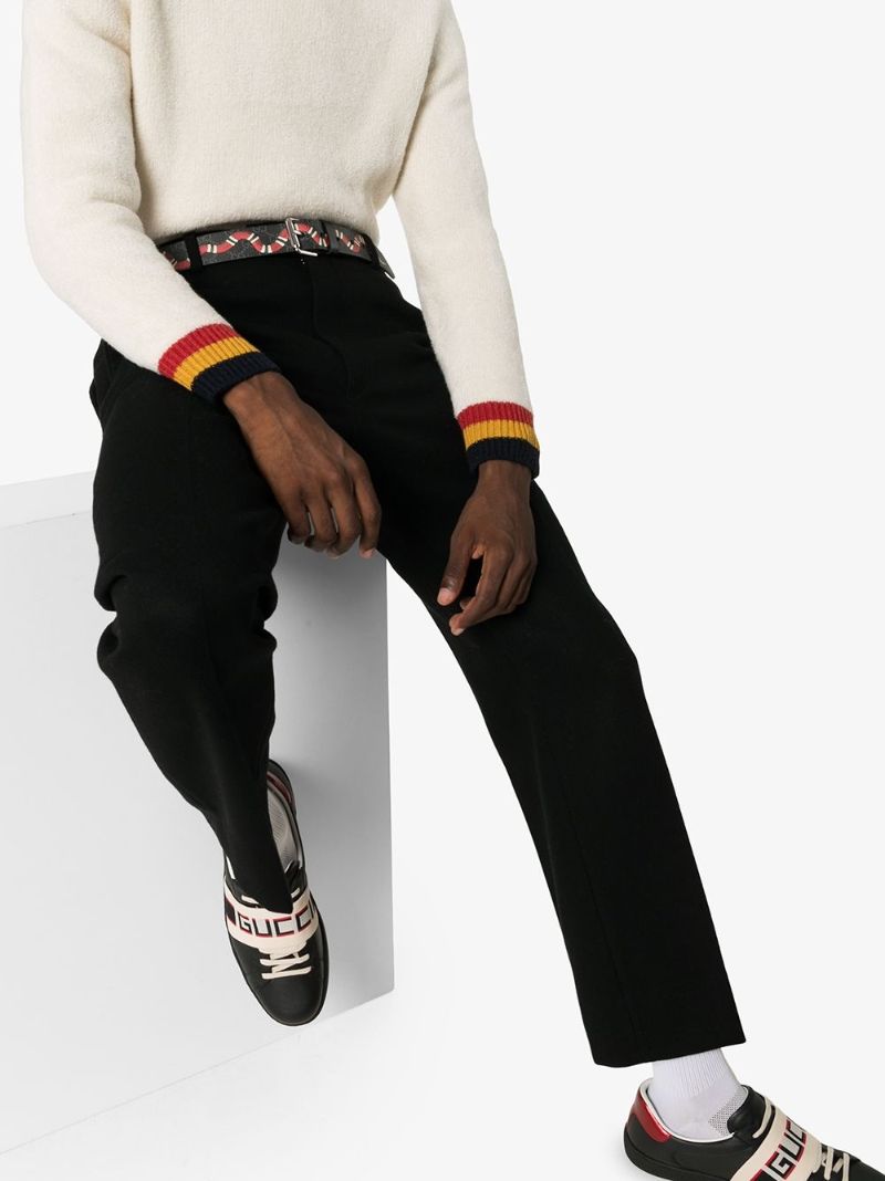 Black Gg Supreme Kingsnake Print Leather Belt