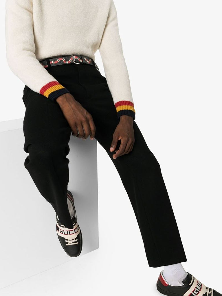 Black Gg Supreme Kingsnake Print Leather Belt