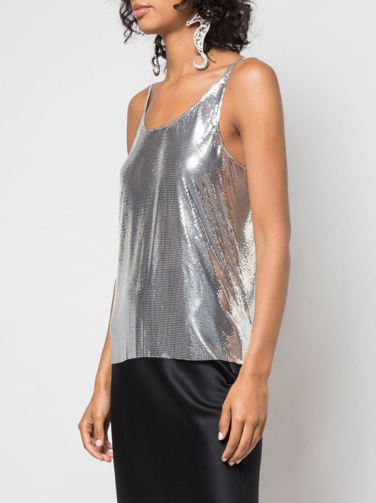 Silver-tone Mesh Tank Top