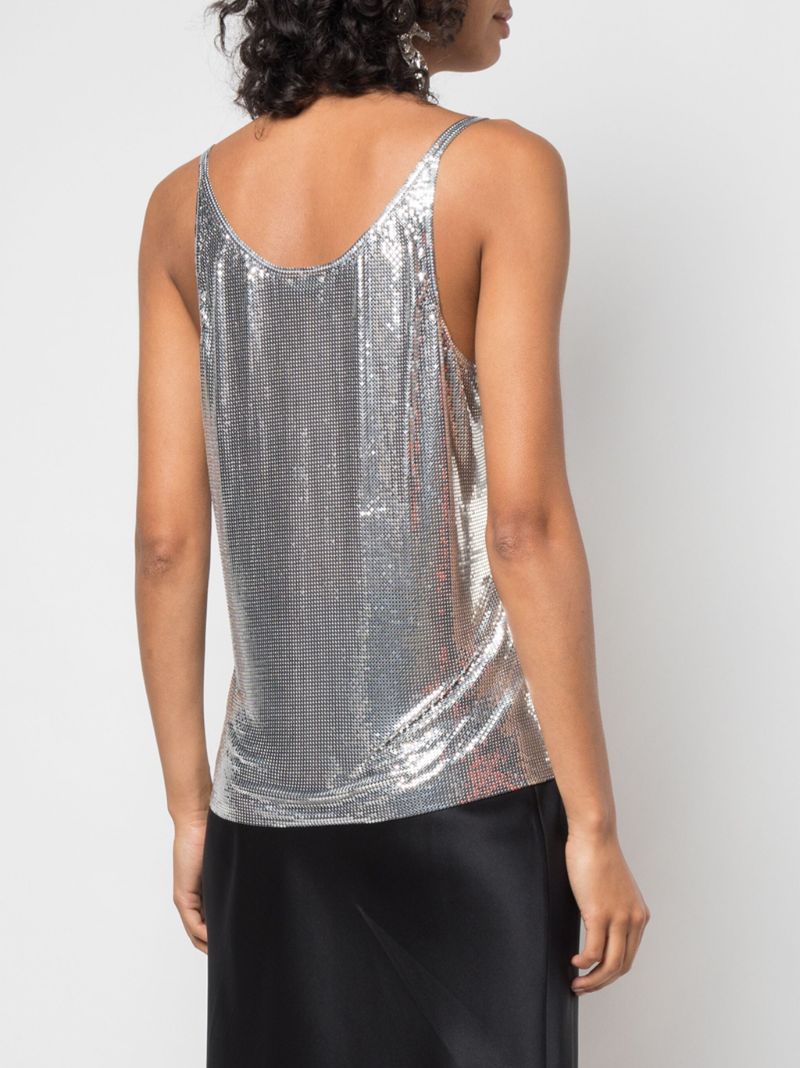 Silver-tone Mesh Tank Top