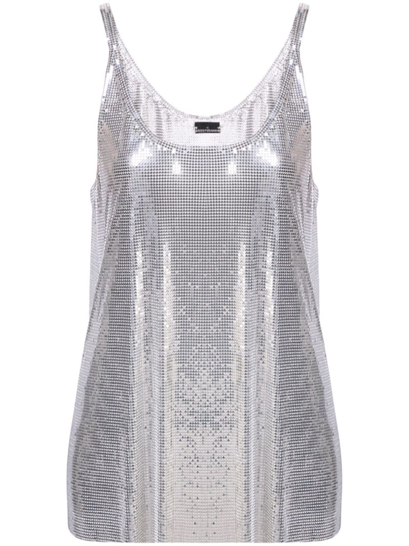 Silver-tone Mesh Tank Top