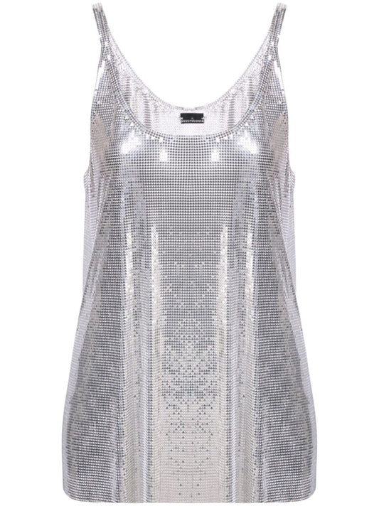 Silver-tone Mesh Tank Top