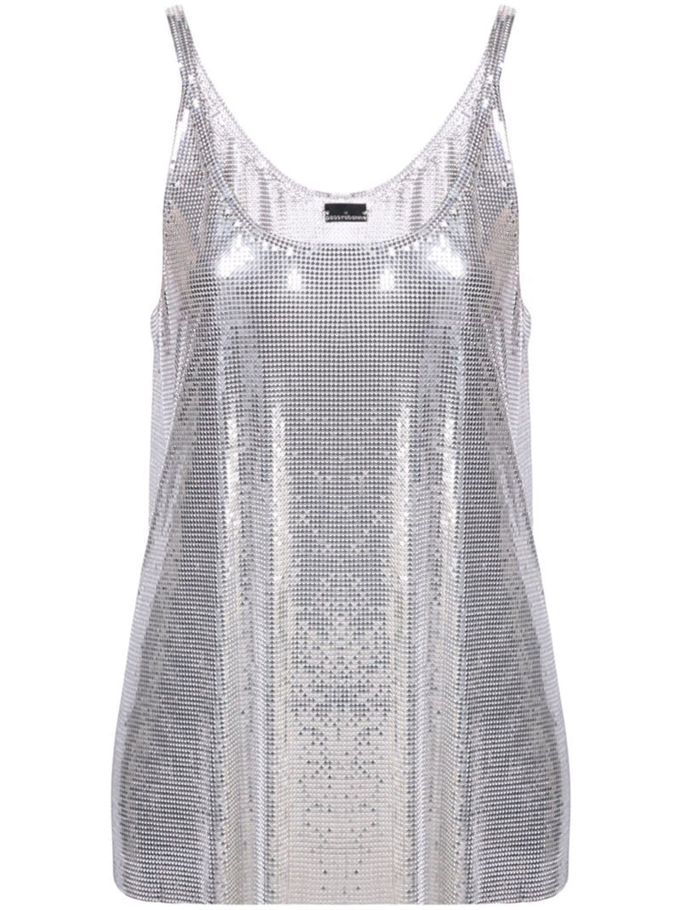 Silver-tone Mesh Tank Top