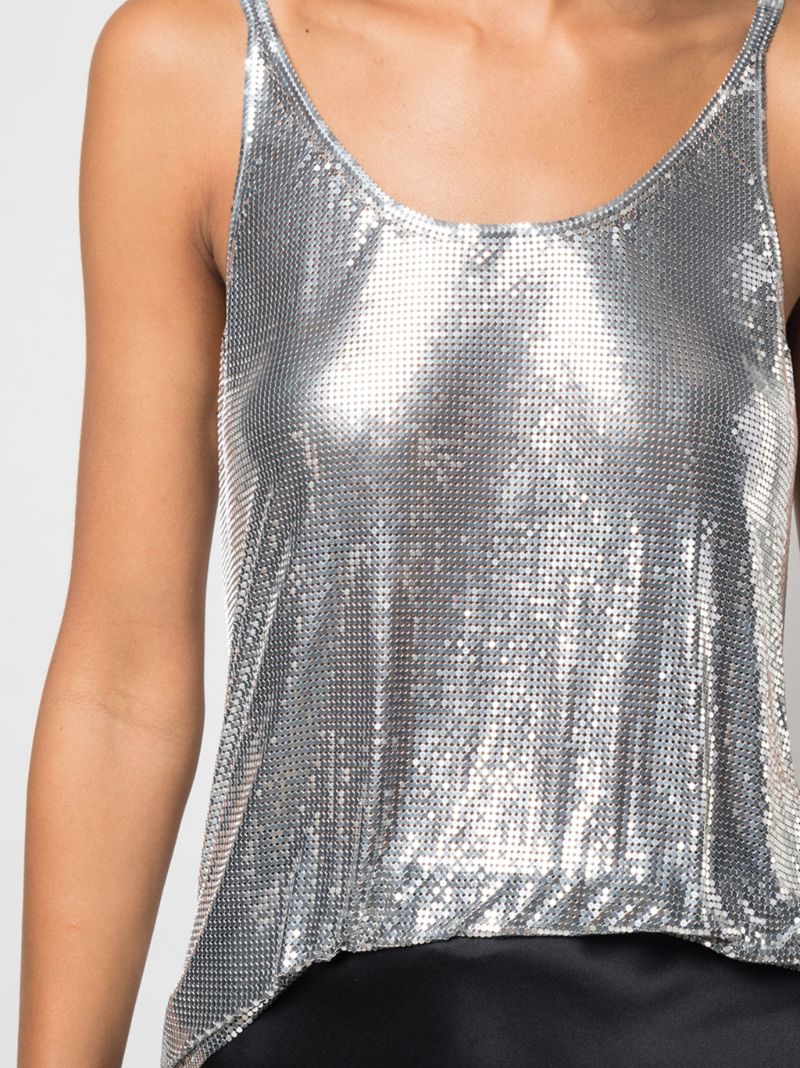 Silver-tone Mesh Tank Top