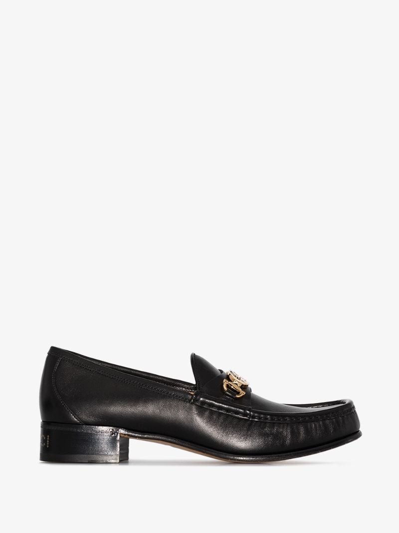 Black Roos Horsebit Leather Loafers
