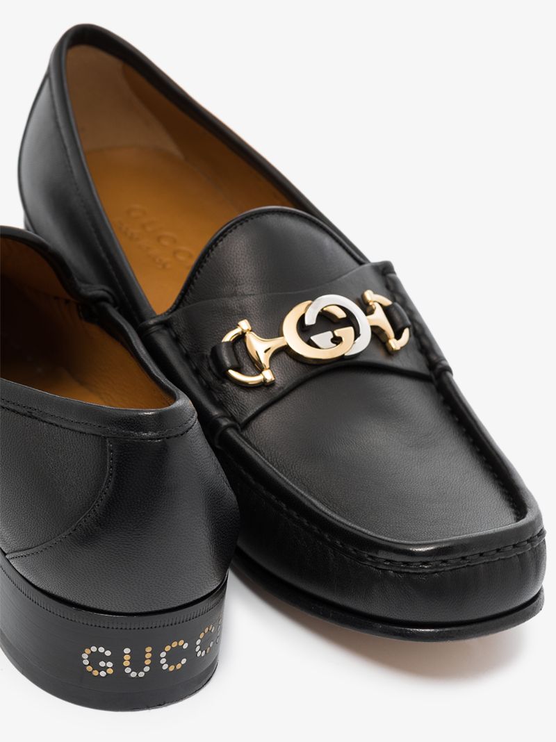 Black Roos Horsebit Leather Loafers