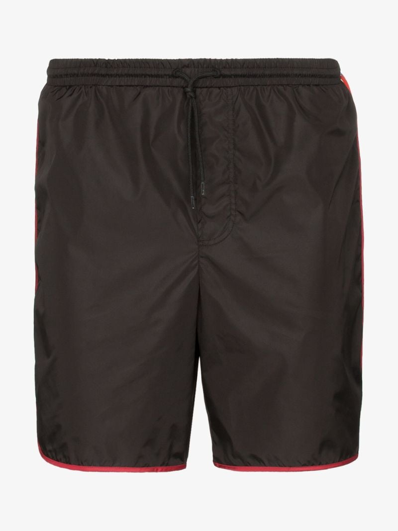 Black Gg Logo Stripe Swim Shorts