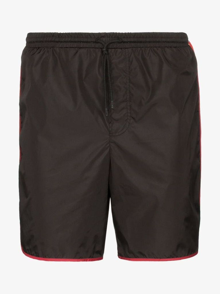 Black Gg Logo Stripe Swim Shorts