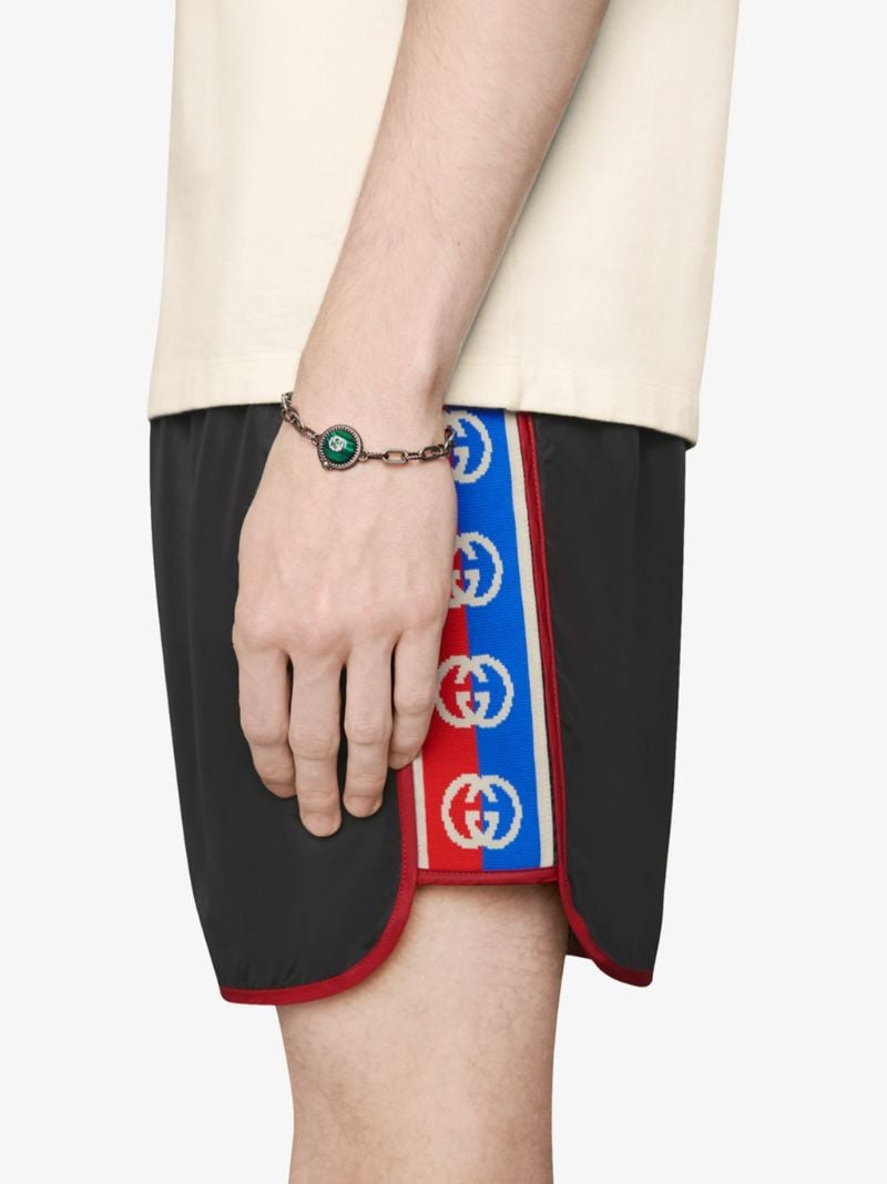Black Gg Logo Stripe Swim Shorts