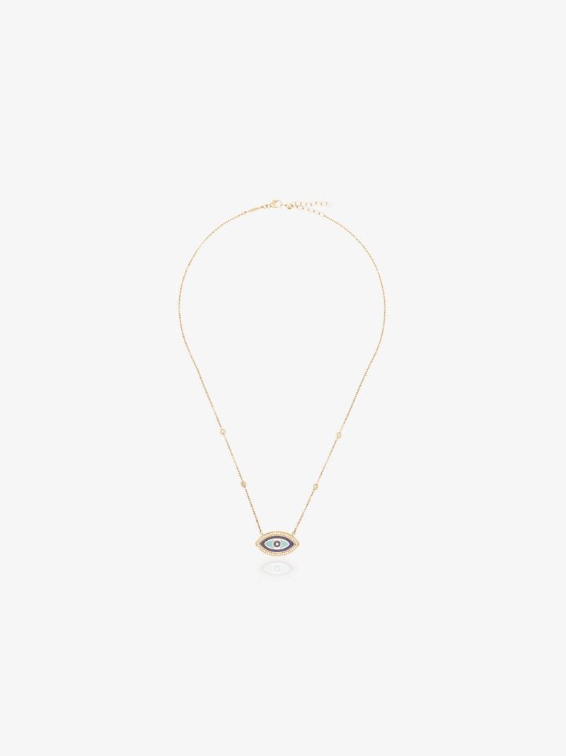 14k Yellow Gold Evil Eye Pendant Necklace
