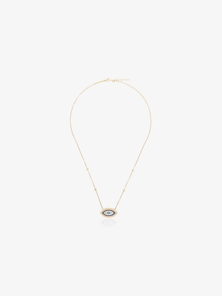 14k Yellow Gold Evil Eye Pendant Necklace