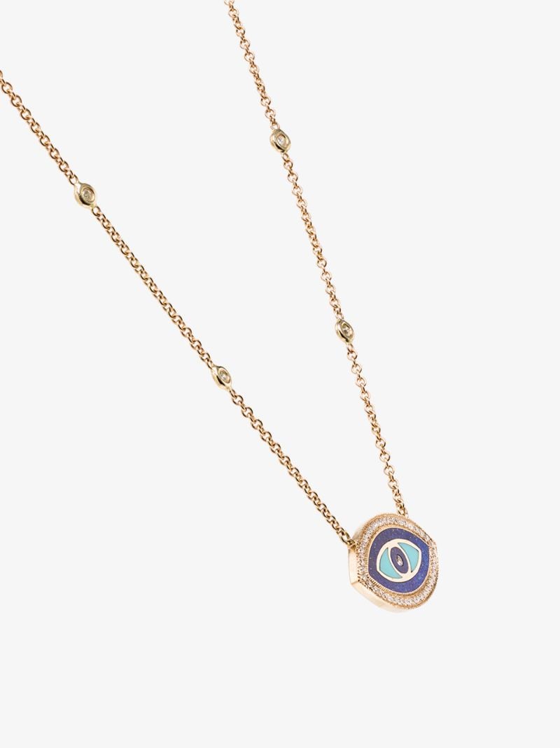 14k Yellow Gold Evil Eye Pendant Necklace