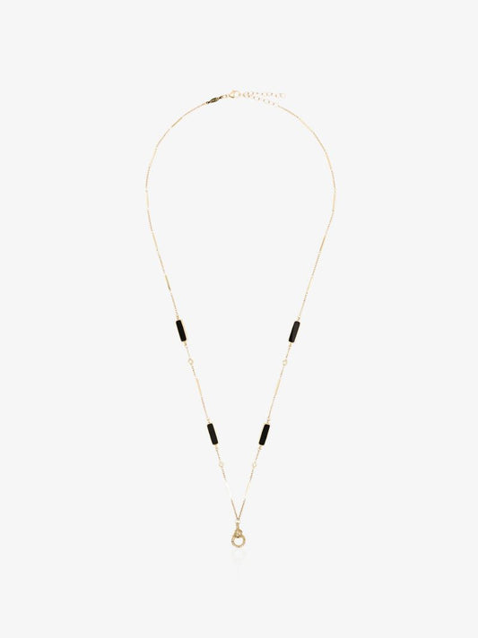 14k Yellow Gold Onyx Diamond Chain Necklace