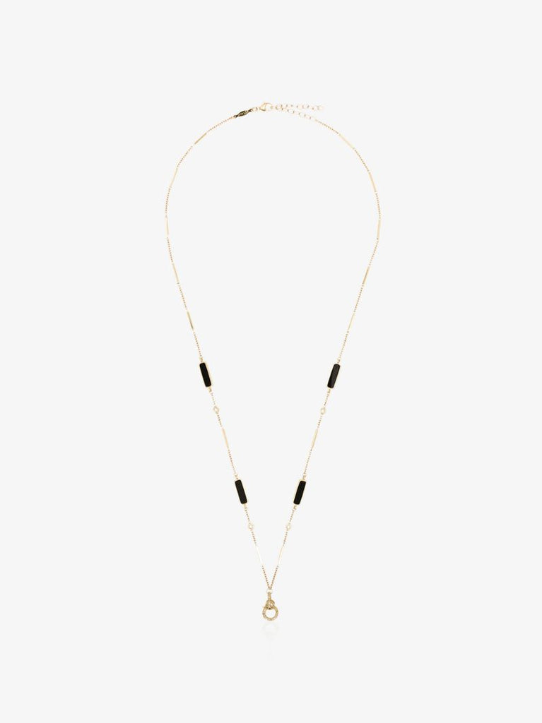 14k Yellow Gold Onyx Diamond Chain Necklace