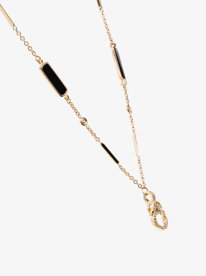 14k Yellow Gold Onyx Diamond Chain Necklace