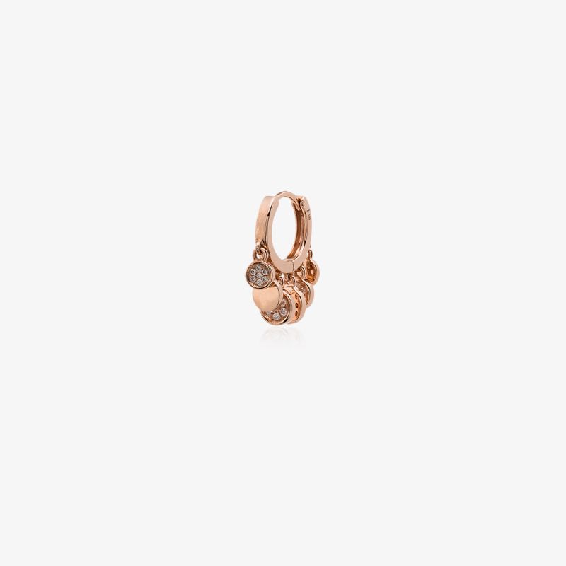 14k Rose Gold Disco Charm Hoop Earring