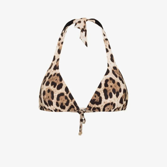 Leopard Print Padded Triangle Bikini Top