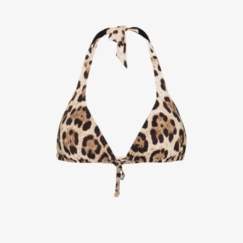 Leopard Print Padded Triangle Bikini Top