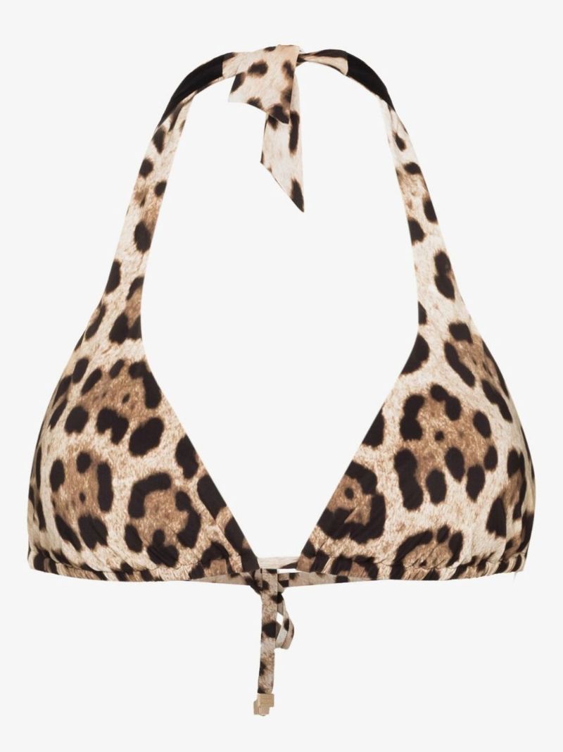 Leopard Print Padded Triangle Bikini Top