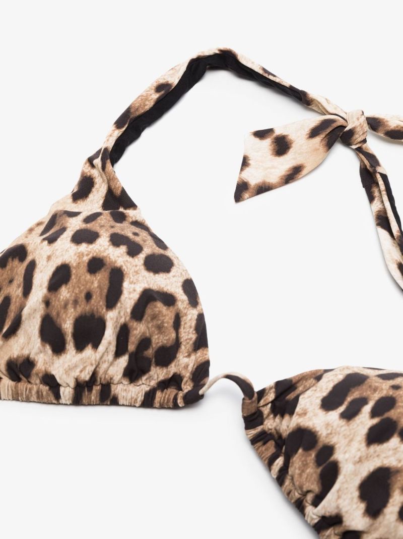Leopard Print Padded Triangle Bikini Top