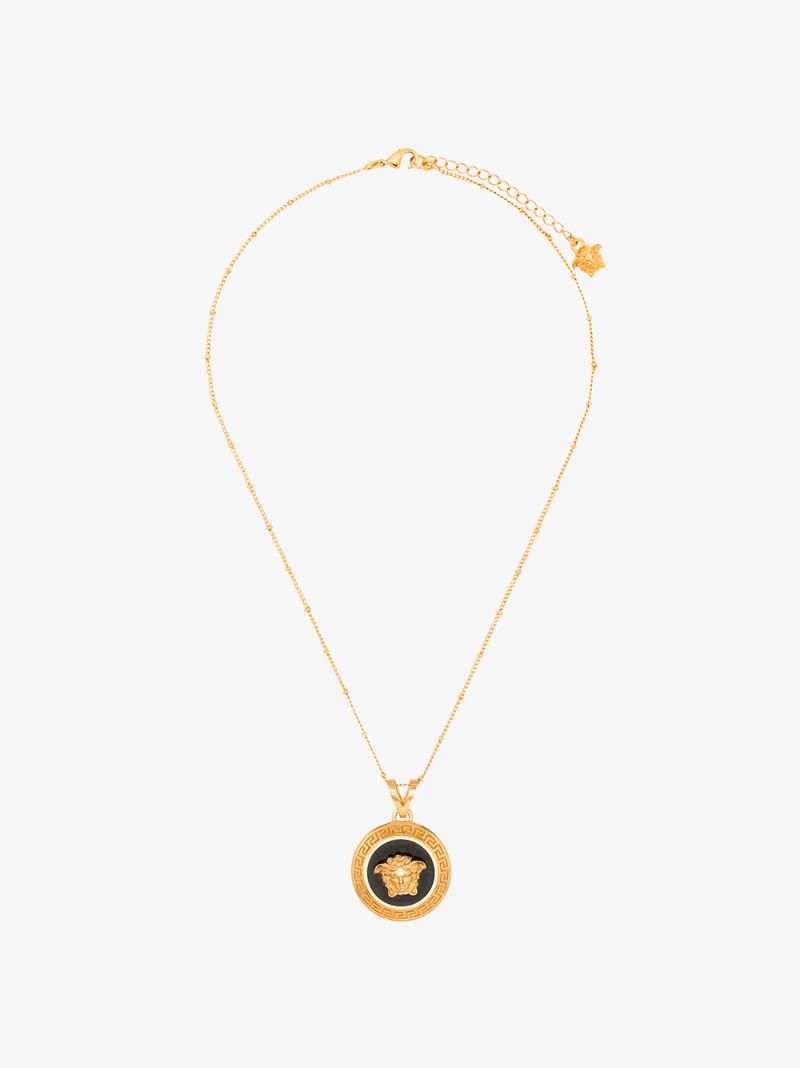 Gold Tone Medusa Tribute Pendant Necklace