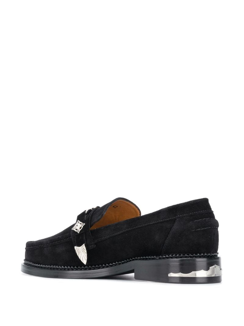 Black Strapped Suede Loafers