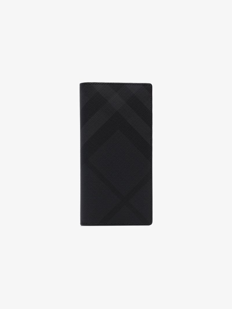 Black London Check Leather Wallet
