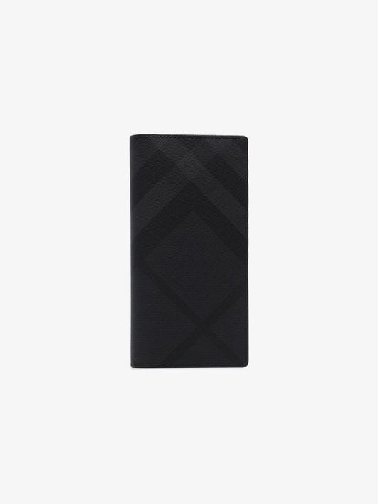 Black London Check Leather Wallet