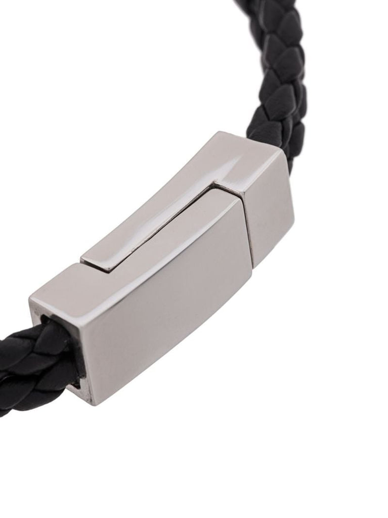 Silver-tone Gancini Leather Bracelet