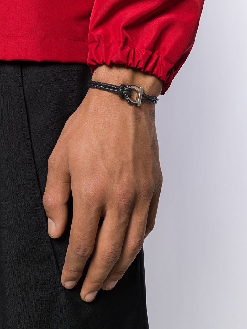 Silver-tone Gancini Leather Bracelet